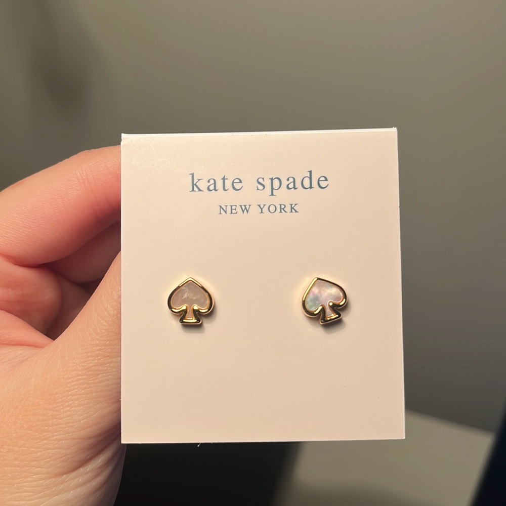 Kate Spade mother of pearl logo earrings studs